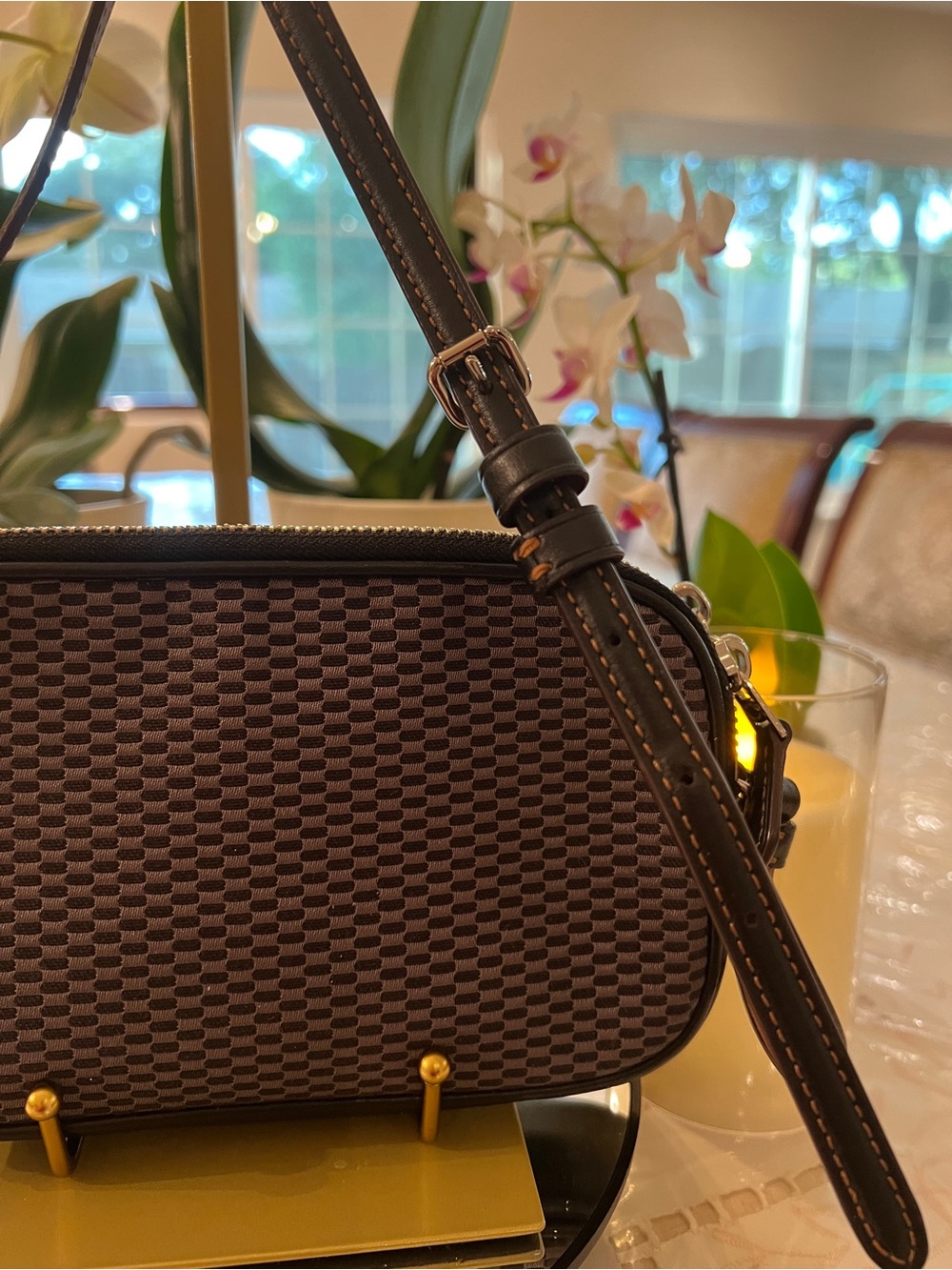 Coach Black Textured Jacquard Adjustable Crossbody Camera Bag Double Zip EUC - Picture 6 of 8